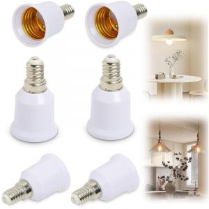 Lot de 6 Adaptateurs de Douille E14 vers E27, Convertisseur Pratique pour Ampoules LED Incandescentes Halog&egrave;nes, Adaptateur de Culot Douille E14 vers
