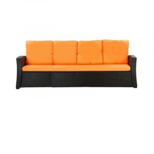 Coussins de chaise de jardin 2 pcs Coussin d'assise 56x52x7+56x50 orange Coussins pour salon de jardin Coussins de fauteuil en rotin - orange