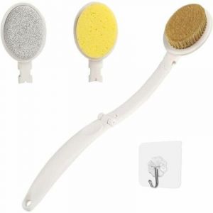 Brosse Dos Douche Long Manche Pliable 3 en 1 : Nettoyage Efficace, Exfoliation Douce et Massage Relaxant. Brosse Dos, Brosse Pied, Brosse Dos Douche,