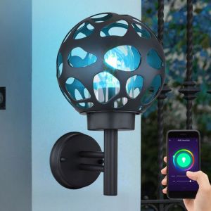 Globo - Applique murale Smart Boule Applique extérieure Boule 20 cm Applique extérieureApp Commande ronde, trou Design Aluminium anthracite, rgb led