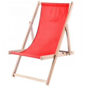 Chaise Longue Pliable en Bois pour se Détendre Confortablement à la Plage, sur Le Balcon ou dans Le Jardin, Transat Pliant d'Extérieur (Rouge) - Kadax