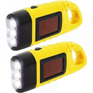 Lot de 2 lampes de poche &agrave; manivelle, Lot de 2 lampes de poche LED solaires, Lampe de poche Manivelle, LED rechargeable &Eacute;tanche Torche dynamo de