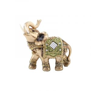 Statue d'éléphant, sculpture d'éléphant vert porte-bonheur Feng Shui, figurine de richesse pour décoration de maison ou de bureau, cadeau (14 x 6 x