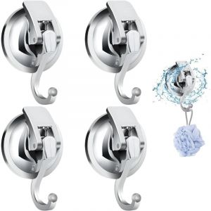 4PCS Crochet Adhesif Mural, Crochet Ventouse, Patere Murale sans Percer, Porte Manteau Mural pour Cuisine, Salle de bains, Caravane, Bureau et