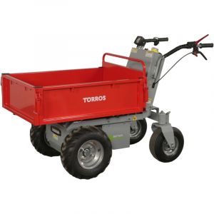 Mini dumper &eacute;lectrique 500kg 211L plateau basculant par v&eacute;rin cloison amovible batterie 48V / 32Ah Torros MEP502
