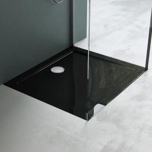 Mai & Mai Receveur de Couche Bac &agrave; Douche 75x90x4cm en Acrylique Noir Rectangulaire F2