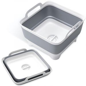 Bassine pliable avec bouchon de vidange - Bassine de 9 litres (2,4 gallons) pour biberons, bassine portable pour la vaisselle