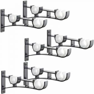 6pcs tringle &agrave; rideau en m&eacute;tal robuste, support de tringle &agrave; rideau, double support de tringle &agrave; rideau, support de tringle &agrave; rideau en aluminium,