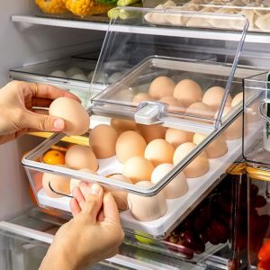 Boîte de rangement pour œufs de réfrigérateur, boîte à œufs en plastique pour réfrigérateur 24 paniers à œufs, récipient de stockage d'œufs pour
