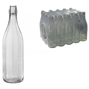 Bouteilles en verre c&ocirc;tel&eacute; de 1 litre &ndash; Pack de 20 pi&egrave;ces &ndash; Pour eau et boissons