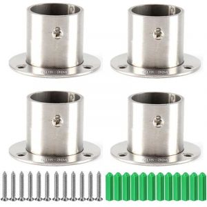 4 x Support Barre Penderie avec Vis,Support de Bride pour Penderie,Support de Tringle &agrave; Rideau 25 mm,Support Barre Penderie,Support de Tringle &agrave;