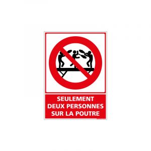 Signaletique.biz France - panneau seulement deux personnes sur la poutre (D1164) - Aluminium 2 mm - 150 x 210 mm