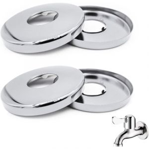 Rosace Mitigeur Douche Acier Inoxydable, 4 Pi&egrave;ces Rosace Robinet, Pour Robinet De Douche/Robinets Muraux D'eau Chaude Et Froide/Cuisine(26 mmx60