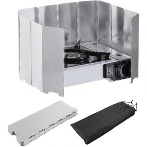 Pare-Vent Pliable Aluminium, 12 Plaques Pare-brise de R&eacute;chaud de Camping, Portable Stove Pare-brise, Pare Vent Rechaud avec Sac de Rangement, pour