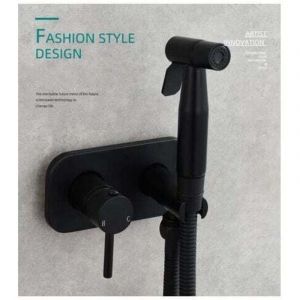 Kit Douchette WC，Toilette Bidet Spray, Bidet Pulv&eacute;risateur de Douche Kit en Laiton Kit Mitigeur Douchette &agrave; Main Mural noir