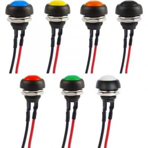 7pcs 12mm imperm&eacute;able interrupteur de bouton-poussoir momentan&eacute;, Mini bouton-poussoir corne interrupteur, bouton-poussoir rond interrupteur,