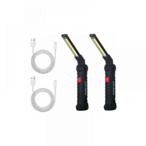 2 x Lampe De Travail Baladeuse Led Rechargeable Lampe Atelier Torche Lampe De Poche Lampe De Travail Baladeuse Led Avec Base Magnétique Lampe