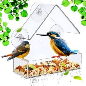 Mangeoire &agrave; Oiseaux pour Fen&ecirc;tres,Mangeoires &agrave; fen&ecirc;tre Acrylique Transparent,Bird Feeder Mangeoire &agrave; Oiseaux Sauvages avec Ventouses Puissantes