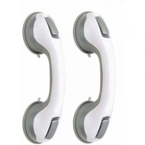 2pcs)Poign&eacute;e baignoire de s&eacute;curit&eacute;/Poign&eacute;e/ventouse de douche pour salle de bain + wc (Gris)