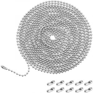 Cha&icirc;ne de store v&eacute;nitien 3M, extension de fermeture &eacute;clair &agrave; cha&icirc;ne &agrave; billes, cha&icirc;ne &agrave; billes argent&eacute;e avec 10 connecteurs &agrave; cha&icirc;ne &agrave; billes (4,5 mm).