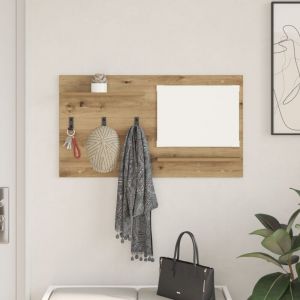Torana - Porte-manteau mural avec étagère avec stockage avec miroir Chêne artisan 90 x 10 x 50 cm