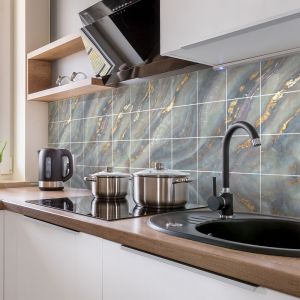 Sticker Mural Carrelage adh&eacute;sif Cuisine Salle de Bain - 24 stickers carrelages marbre gris de sant antoni - 24stickers15x15cm