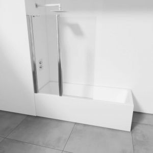 Paroi de baignoire pivotante - 1 verre fixe et 1 pivotant - Verre 6 mm - Profil argent brillant - Largeur 115 cm - Hauteur 145 cm - Entr&eacute;e &agrave; gauche