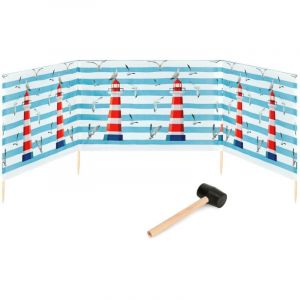 Garronda Paravent Plage Coupe-Vent Camping Brise-Vent avec Marteau en Caoutchouc 4 m GAEX001 (Phare, 4 m)