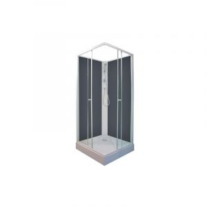 Zen - Cabine de douche minea - Avec silicone - Profilés aluminium - En kit - Fond gris - 80x80cm - Ondee