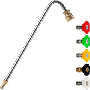 Embout de nettoyeur de gouttière en acier inoxydable pour nettoyeur haute pression, extension coudée pour le nettoyage de gouttière, 5 embouts de