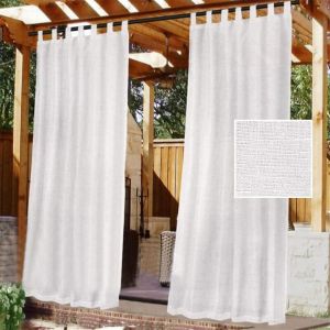 Rideaux d'ext&eacute;rieur imperm&eacute;ables avec fermeture velcro et protection UV pour tonnelles et terrasses, lot de 2, 132 cm x 213 cm (blanc)