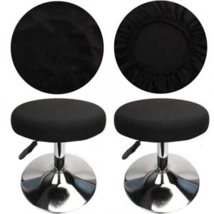 (4 Pi&egrave;ces Noir)Housse Tabouret Rond Housse Tabouret de Bar, Tissu de Luxe, Diam&egrave;tre 30-40cm, Extensible, Infroissable, Lavable et Anti-Poussi&egrave;re