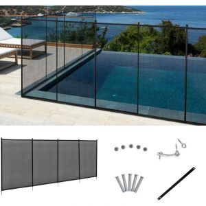 Relax4life - Barri&egrave;re de S&eacute;curit&eacute; 360X125CM Pliable pour Piscine en Tissu Textil&egrave;ne et Tube en Aluminium, Cl&ocirc;ture de Piscine en Diff&eacute;rentes Formes