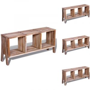 Vidaxl - Meuble tv empilable en teck recyclé avec 3 étagères - Meuble Tv Vintage - Meuble Tv Industriel - Meuble Tv Design - Meuble Tv Teck - Meuble