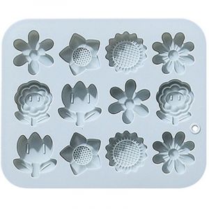 12 formes de fleurs différentes, telles que le moule en silicone tournesol tulipe, le moule à gâteau au chocolat. - bleu