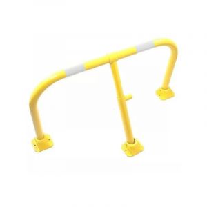 Ultra Secure - Arceau parking jaune bandes blanches - arceau anti-stationnement avec serrure int&eacute;gr&eacute;e (barillet s'entrouvrant)