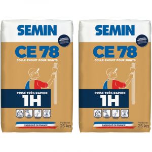 Semin - Enduit pour Joints de Plaques de Pl&acirc;tre ce 78 - Temps de Prise 1 Heure - Sac de 25 kg (Lot de 2)