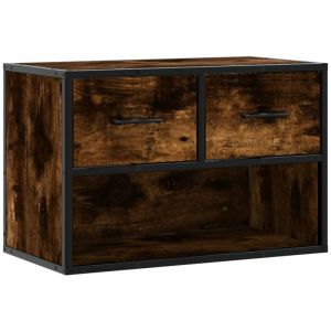 Helloshop26 - Meuble tv multim&eacute;dia &eacute;tag&egrave;re t&eacute;l&eacute;vision buffet t&eacute;l&eacute;viseur salle &agrave; manger salon chambre ch&ecirc;ne fum&eacute; 60 x 31 x 39,5 cm bois d'ing&eacute;nierie