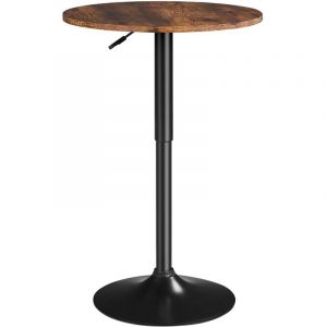 Table de Bar Ronde Table Haute Cuisine Mange-debout avec Plateau en Bois mdf Réglable en Hauteur Pivotante à 360° Table Ronde pour Bistro Salon Salle