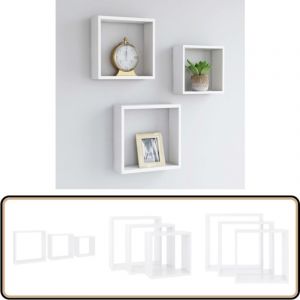 Tagères murales sous forme de cube 3 pcs Blanc mdf - Etagere Murale - Etagere Cubique - Rangement Mural - Decoration Murale - Meuble Blanc
