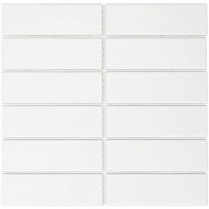Mosaïque de grès cérame BARCELONA Rectangle 14.5x4.5cm - Blanc mat - boîte de 0.86 m2
