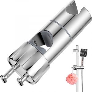 Longziming - Support de Douche Réglable avec 2 Crochets,Curseur barre de douche, pour rail douchette de 16 à 27 mm,Support Barre de Douche