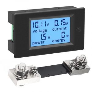 Alovez - Voltmetre Amperemetre Panneau Numerique Shunt 100A dc 6.5-100V, Testeur de Tension Courant Puissance Electrique Compteur d'énergie Volt Amp