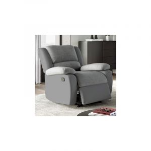 M&s - Fauteuil relax manuel en microfibre et pu gris - valia