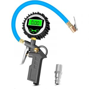 Jauge de Pression de Pneu Numérique avec Rétroéclairage LCD Écran, 255 PSI Numérique Manomètre Pneu Pistolet Gonflage de Pneu pour Voiture Moto Vélo