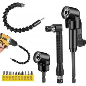 14 Pi&egrave;ces Renvoi d'Angle Visseuse, Tournevis Coud&eacute;, Tige D'extension &agrave; Tige Hexagonale 1/4', Porte-Adaptateur 105&deg;, Foret &agrave; Angle Droit d'Extension