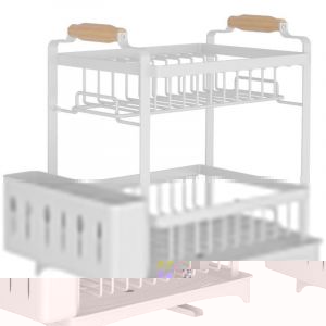 &Eacute;gouttoirs &agrave; Vaisselle 2 Niveaux &Eacute;gouttoir Vaisselle sur evier avec bac d'&eacute;gouttement Blanc