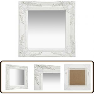 Vidaxl - Miroir mural style baroque 40x40 cm Blanc - Miroir Mural - Miroir Baroque - Miroir Décoration - Miroir Salle De Bain - Miroir Vintage
