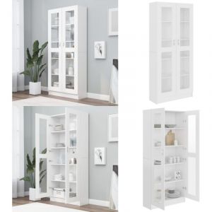 Armoire à vitrine Blanc 82,5x30,5x185,5 cm Bois d'ingénierie - Bibliothèque Blanche - Meuble Rangement - Armoire Vitrines - Bibliothèque Moderne