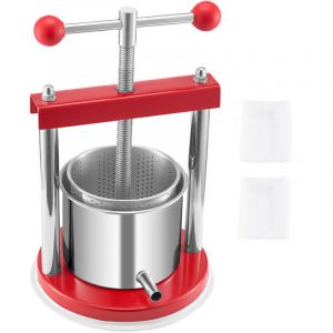 Mophorn - Pressoir manuel à fruits 1,65 l, presse à jus avec doubles barils en acier inoxydable, poignée en t ergonomique, facile à nettoyer, idéal